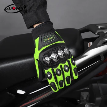 Летни ръкавици от неръждаема стомана Four Seasons, мъжки офроуд ръкавици за езда на мотоциклет със сензорен екран, дышащее на дамско облекло за целия пръст