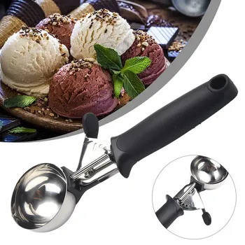 Лъжица за сладолед за приготвяне на топчета с лед, 1бр, тестото 21,5 * 6 см, черен, лесно да домакински приспособления, дълга удобна дръжка