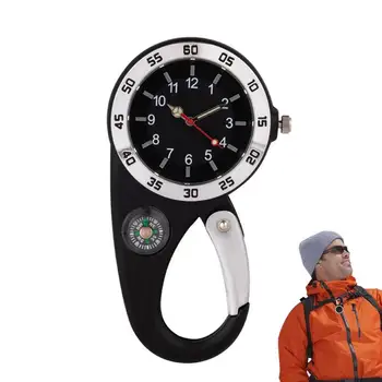 Малки часовници с карабинка, малки часовници-клипове с компас и цифри, часовници-ключодържател за чанта, водоустойчиви часовници джобни за раницата