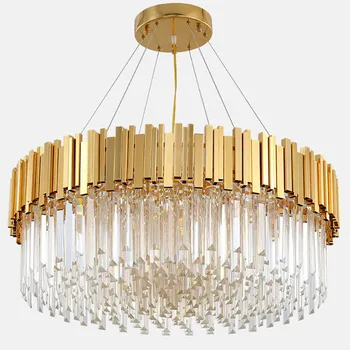 Модерен златен кръг led окачен лампа Блясък K9 Crystal окачен лампа Led окачен лампа за фоайе, окачена лампа за вътрешно осветление дома