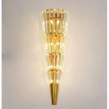 Модерен, лампа за дневна, луксозен кристална креативен стенен лампа, нощна лампа в скандинавски стил за спалнята, минималистичное осветление за преминаване по стълбите на Едро