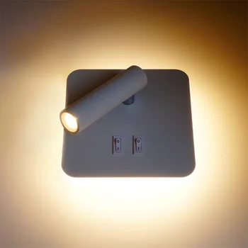 Модерен минималистичен малка странична лампа за помещения, монтиран на стената лампа, въртяща се светодиодна алуминиева лампа за четене