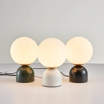 Мраморна мини настолна лампа Съвременни настолни лампи със стъклена топка, нощни шкафчета за кафе, спалня, кабинет, хол на хотела, дизайнерска лампа