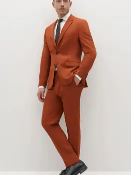 Мъжки костюми 2023 Slim Fit С Ревера на Мъжки Блейзери, Якета, Панталони, 2 броя, Официалната Ежедневни Бизнес Сватба Облекло За Младоженеца-Костюм Homme