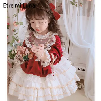 Нов испански винтажное принцеса рокля в стил Лолита за момичета, лейси ред е, сладка рокля за момичета, рожден ден, Великден парти L510201