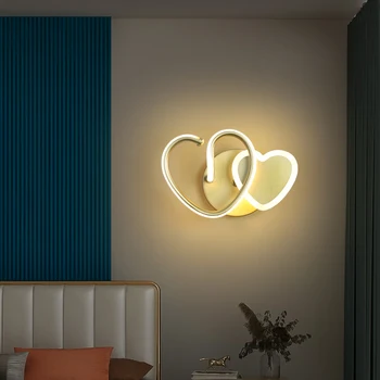 Нощни, с монтиран на стената лампа в спалнята Интернет Червен творчески led лампа във формата на сърце Минималистичен модерен диван за хола Тапети и стенни осветителни тела