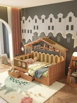 Остров легло половин височина, легло-къщичка на дърво, палатка, детско легло от масивно дърво, огради, легло за принцеса