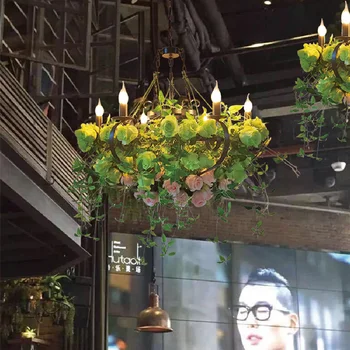 Полилей за производство на цветя и зелени растения Тематичен ресторант таверна, магазин за горещи съдове, имитация на растения, декорация във формата на рози, окачена лампа