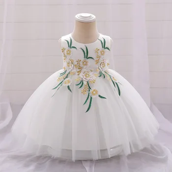Празнични рокли с аппликацией за деца, бална рокля за момиченца бяла рокля за кръщение, сватба, 1 година, рожден ден, коледна рокля Vestidos