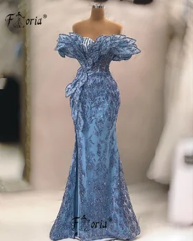 Прекрасни Дубайские мъниста вечерни рокли на Русалка с пайети, Кристали 3D апликация арабски вечерни рокли вечерна рокля за бала Robe De Soiree