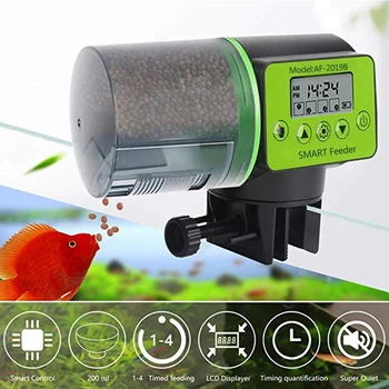 Регулируема интелигентна автоматична ясла за риба Автоматично дозиране система за хранене аквариум с LCD дисплей, показващ таймер Аксесоари за аквариум Ясла