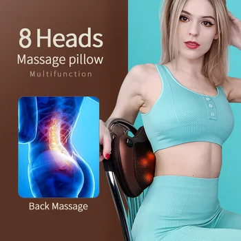 Релаксираща Масажна Възглавница с Вибратор Електрически Раменната Загряване на Гърба Месене С 8 Глави Масаж на Гърба Масажор За тяло Врата