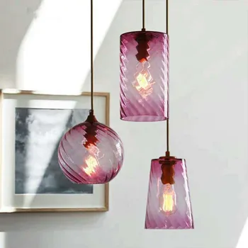 Скандинавски стъклена окачена лампа за дневна, прости креативни, модерни лампи за кафе-бар, ресторант, домашни спални, кухня, цветна украса