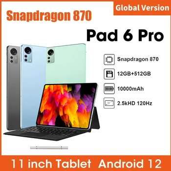 Таблет Snapdragon 870 процесор Android 12 60 Hz Нов раздел Pad 6 Pro 11 инча 8 + GB 256 GB Екран 10000 ма Две SIM карти Оригинални Таблети PC