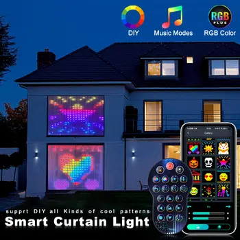 Умен RGB струнен лампа цветни led лампа за пердета Bluetooth APP Control Коледен страхотна лампа САМ изображение дисплей венец декор