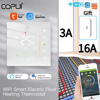 Умен термостат Sasha WiFi с водно / електрически отопляеми пол, газов котел, регулатор на температурата за Алекса Google Home, приложение Smart Life