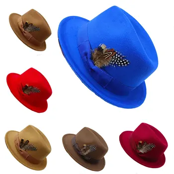 Фетровая шапка Пролетно-есенна шапка, Мъжки джаз шапка с къси полета Фетровая шапка Дамска шапка за възрастни шляпамужская
