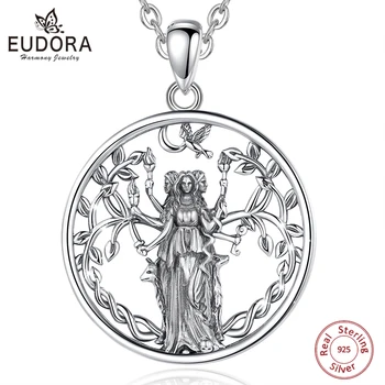 Юдора, сребро 925 проба, колие с тройната богиня на Луната, окачване-амулет Хеката, бижута с тройна богиня, индивидуален подарък за жени
